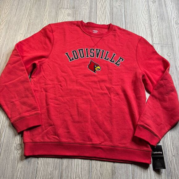 Louisville Cardinals Crewneck Sweatshirt Men’s XL Red Spellout Logo Captivating - Picture 2 of 8